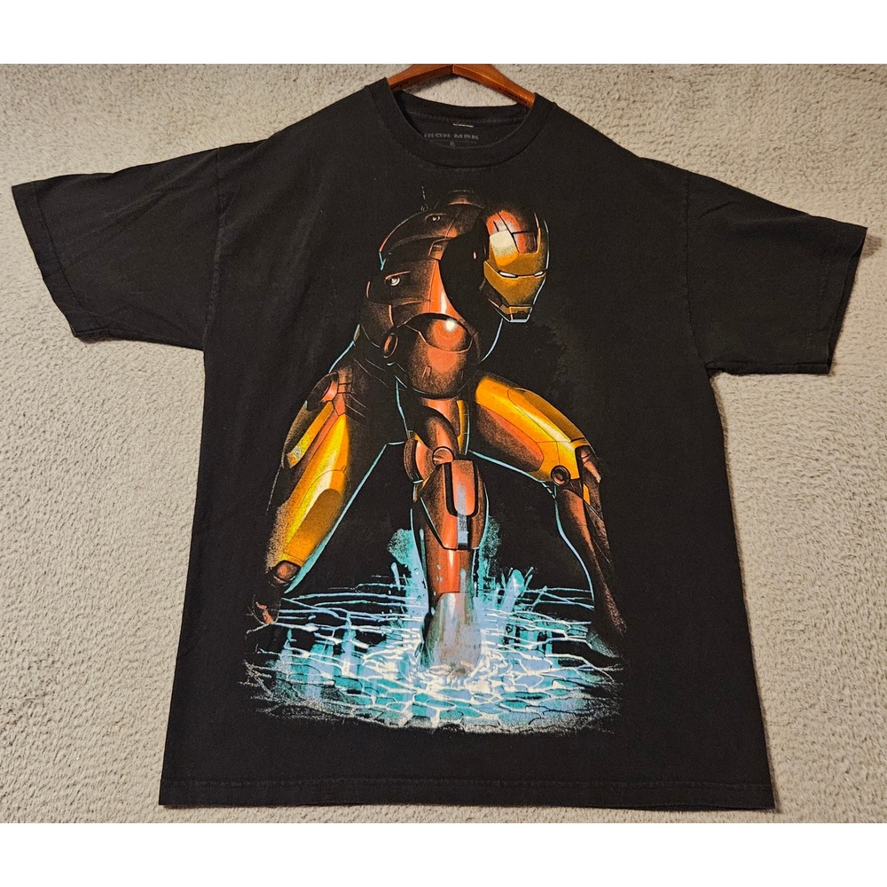 Marvel Iron Man Graphic T-Shirt Mens XL Black Cotton Short Sleeve 2008 Tee